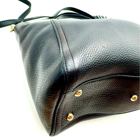 Auth Gucci Black / Brown Cherry Metallic Leather 2way SoHo Working Tote Satchel - Picture 9 of 16